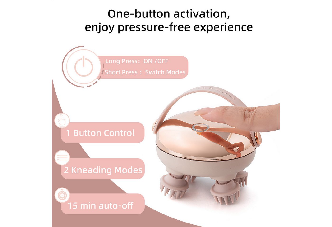 Forrlite Massagegerät elektrisches Kopfmassagegerät,handliches Kopfmassagegerät,2 modi, Rotes Lichtpflege,mit 8 Massageköpfen,IPX6,Geschenk, Scalp Massager,Anti – Bild 3 von 5