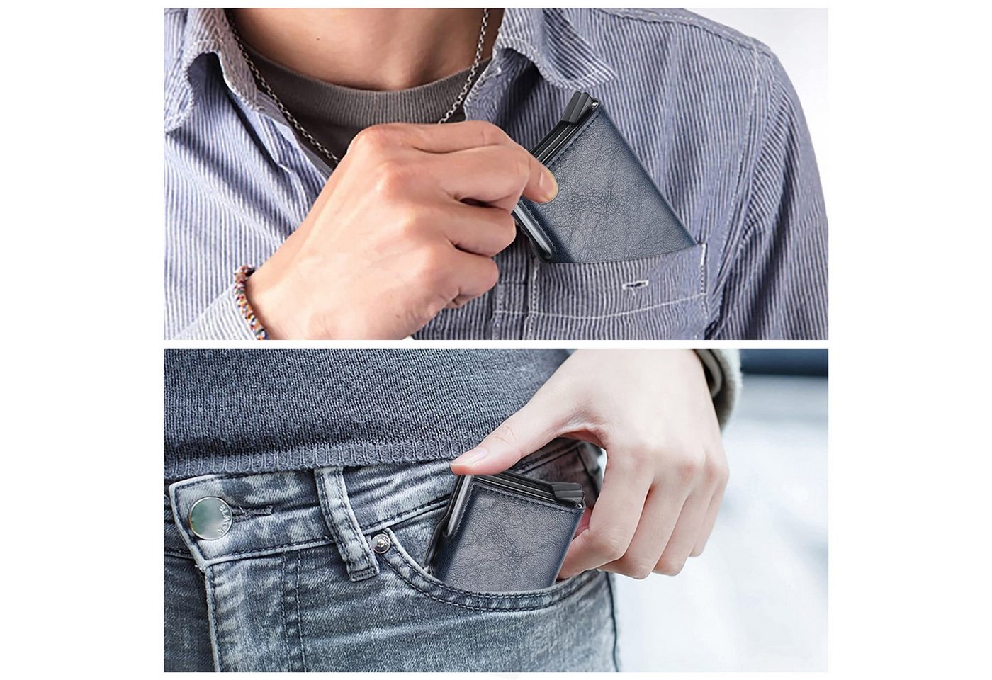 Forrlite Mini Geldbörse Herren, Slim Wallet, Kartenetui mit RFID-Schutz (Portemonnaie Herren, Kreditkartenetui mit Münzfach und Geldclip), RFID-Schutz, Münzfach – Bild 4 von 5