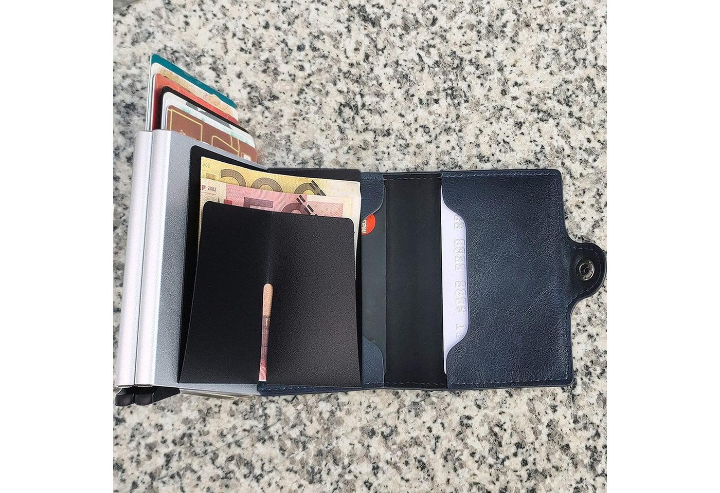 Forrlite Mini Geldbörse Herren, Slim Wallet, Kartenetui mit RFID-Schutz (Portemonnaie Herren, Kreditkartenetui mit Münzfach und Geldclip), RFID-Schutz, Münzfach – Bild 5 von 5