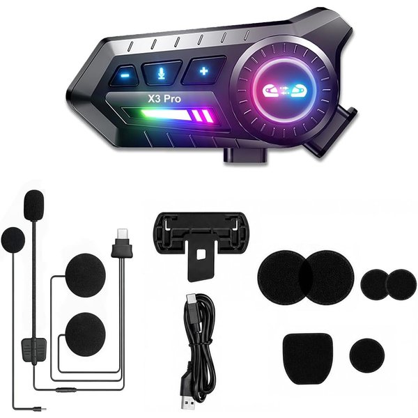Forrlite Motorradhelm Helm Headset,Motorrad Bluetooth Headset mit 1000mah IP67 wasserdicht (ntegriertes FM-Radio), Motorrad Intercom Headset,Einseitiger Kopfhör