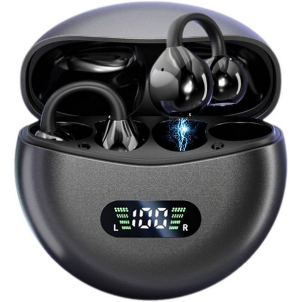 Forrlite Ohrclip, Bluetooth Headset, Sport-Ohrhörer, Open-Ear-Kopfhörer (Kabellos mit Mikrofon für Joggen, Fitness, Radfahren und Büro, Ohrclip-Design, 4 Mikrof