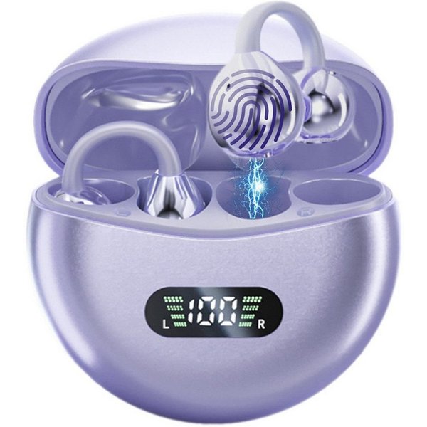Forrlite Ohrclip, Bluetooth Headset, Sport-Ohrhörer, Open-Ear-Kopfhörer (Kabellos mit Mikrofon für Joggen, Fitness, Radfahren und Büro, Ohrclip-Design, 4 Mikrof