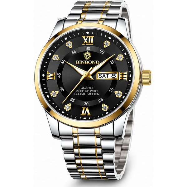 Forrlite Quarzuhr Herren, Herrenuhr, Chronograph, Multifunktionsuhr, (Armbanduhr, Businessuhr, Analoguhr mit Edelstahlarmband), Mineralglas, Leuchtfunktion, Ede