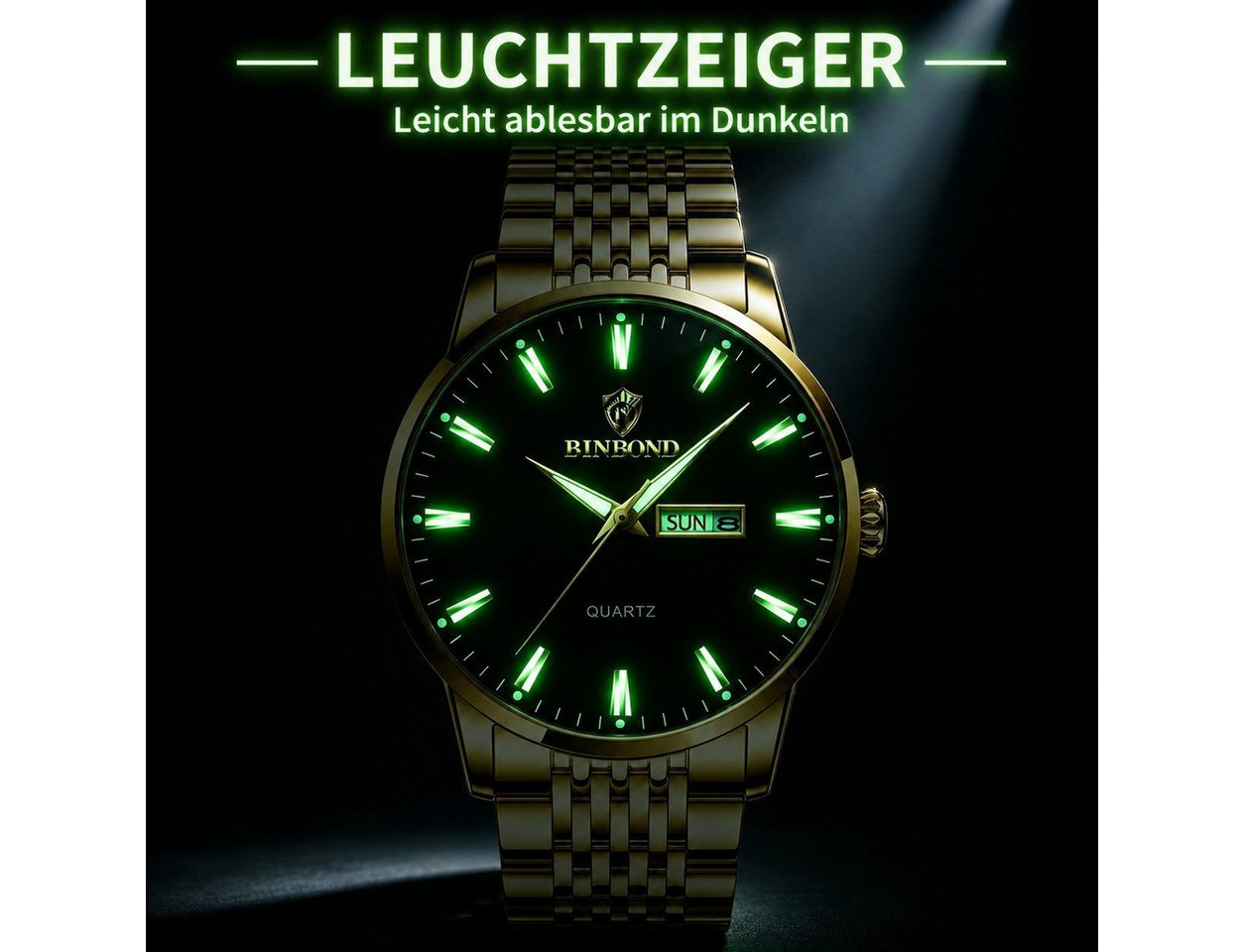 Forrlite Quarzuhr Herren, Armbanduhr, Businessuhr mit Metallarmband, (Analoguhr, Herrenuhr, Edelstahl-Armbanduhr für Büro und Anlass), 42 mm, Datum, Mineralglas – Bild 4 von 5