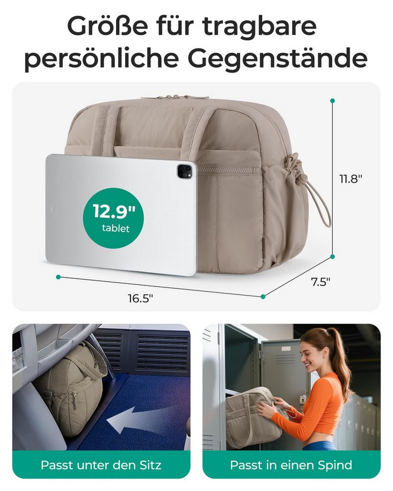Forrlite Reisetasche Reisetasche Puffer, Sporttasche Damen 24L Weekender Wickeltasche (Wasserabweisend Travel Bag Handgepäck Gym Bag Kliniktasche Geburt Kranken – Bild 2 von 5
