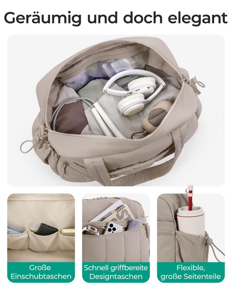 Forrlite Reisetasche Reisetasche Puffer, Sporttasche Damen 24L Weekender Wickeltasche (Wasserabweisend Travel Bag Handgepäck Gym Bag Kliniktasche Geburt Kranken – Bild 3 von 5