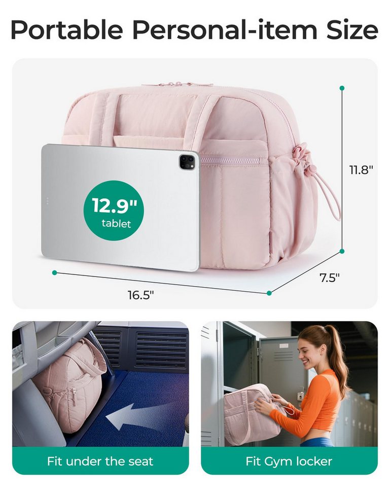 Forrlite Reisetasche Reisetasche Puffer, Sporttasche Damen 24L Weekender Wickeltasche (Wasserabweisend Travel Bag Handgepäck Gym Bag Kliniktasche Geburt Kranken – Bild 2 von 5