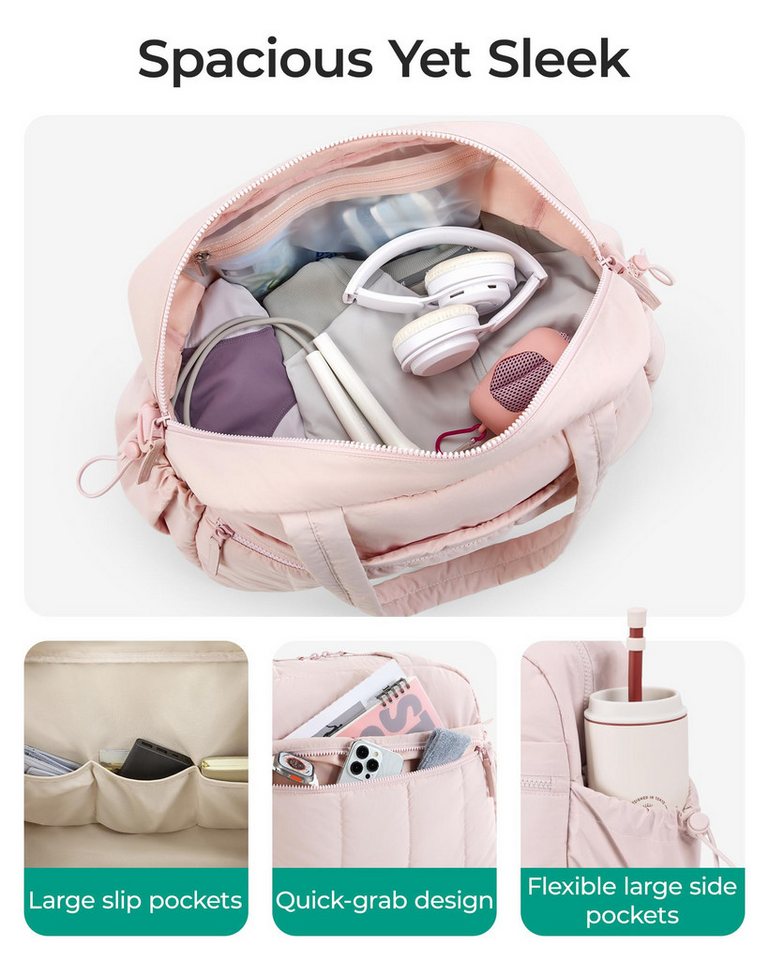 Forrlite Reisetasche Reisetasche Puffer, Sporttasche Damen 24L Weekender Wickeltasche (Wasserabweisend Travel Bag Handgepäck Gym Bag Kliniktasche Geburt Kranken – Bild 3 von 5