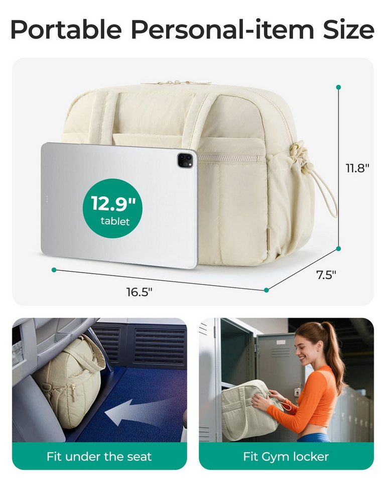 Forrlite Reisetasche Reisetasche Puffer, Sporttasche Damen 24L Weekender Wickeltasche (Wasserabweisend Travel Bag Handgepäck Gym Bag Kliniktasche Geburt Kranken – Bild 2 von 5