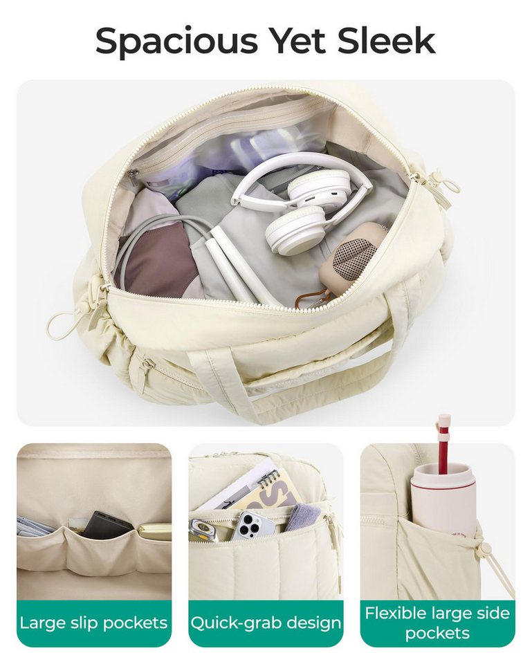 Forrlite Reisetasche Reisetasche Puffer, Sporttasche Damen 24L Weekender Wickeltasche (Wasserabweisend Travel Bag Handgepäck Gym Bag Kliniktasche Geburt Kranken – Bild 3 von 5