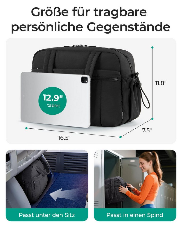 Forrlite Reisetasche Reisetasche Puffer, Sporttasche Damen 24L Weekender Wickeltasche (Wasserabweisend Travel Bag Handgepäck Gym Bag Kliniktasche Geburt Kranken – Bild 2 von 5