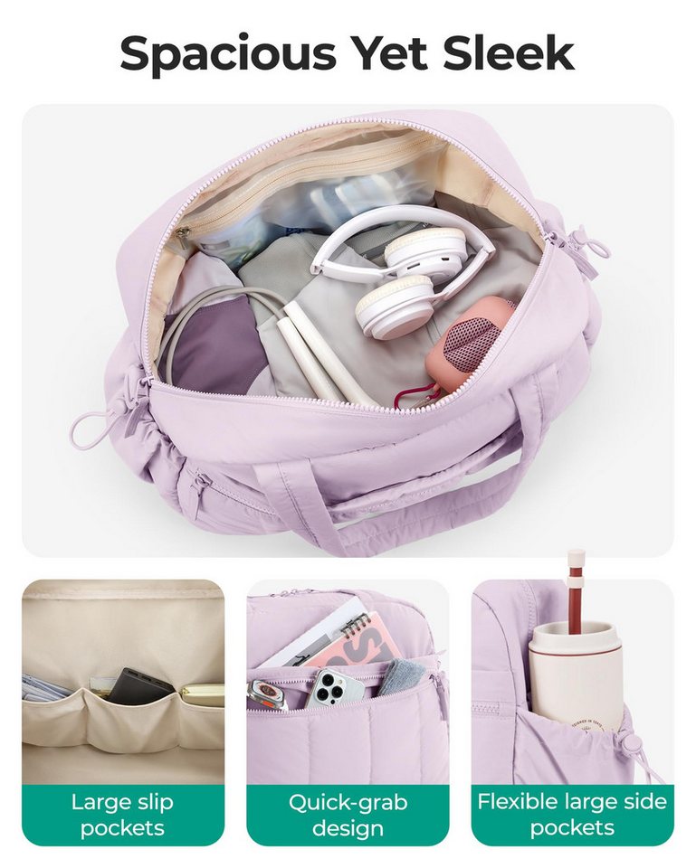 Forrlite Reisetasche Reisetasche Puffer, Sporttasche Damen 24L Weekender Wickeltasche (Wasserabweisend Travel Bag Handgepäck Gym Bag Kliniktasche Geburt Kranken – Bild 3 von 5
