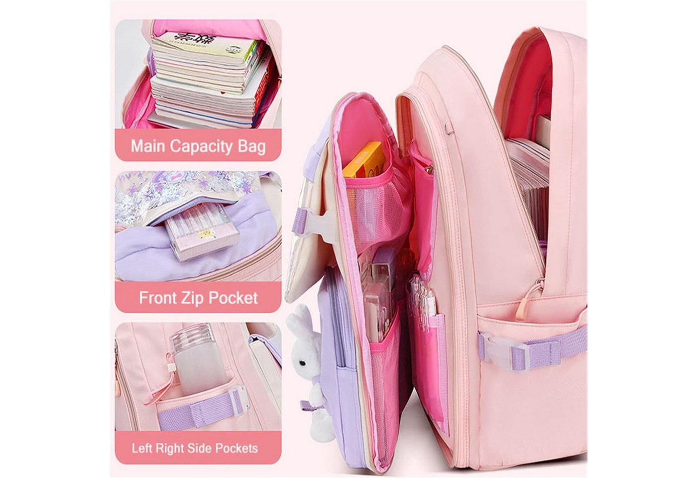 Forrlite Schulrucksack Kinderrucksack, Schultasche für Mädchen und Jungen (Freizeitrucksack, Tagesrucksack für Schule, Ausflug und Reise), 32 × 17 × 45 cm, Refl – Bild 3 von 5