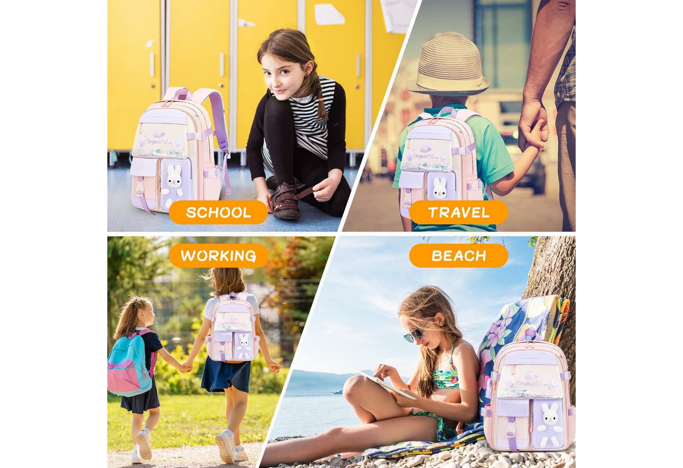 Forrlite Schulrucksack Kinderrucksack, Schultasche für Mädchen und Jungen (Freizeitrucksack, Tagesrucksack für Schule, Ausflug und Reise), 32 × 17 × 45 cm, Refl – Bild 5 von 5