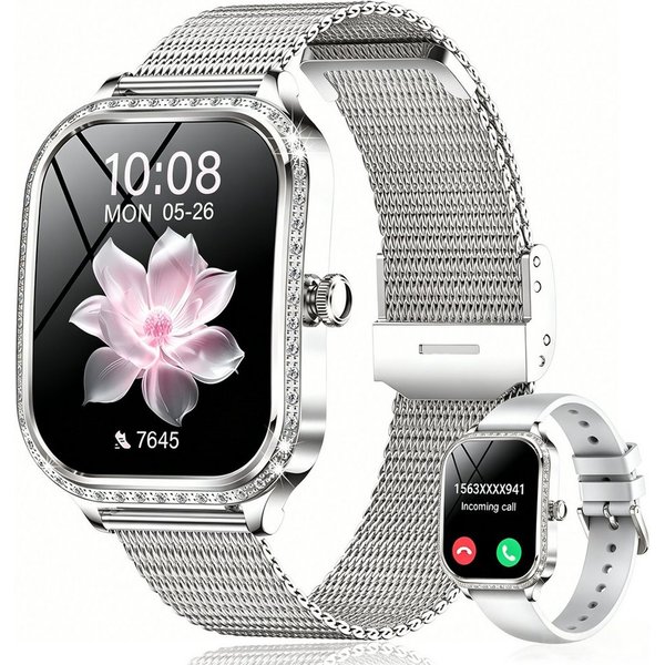 Forrlite Smartwatch, Fitnessuhr Damen mit Telefonfunktion, Fitness Tracker Smartwatch (4,45 cm), Sportuhr, Aktivitätstracker, Schlaftracker, Fitnessarmband Dame