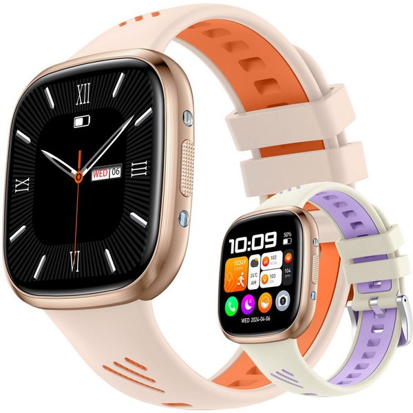 Forrlite Smartwatch Damen Herren, Touch Fitnessuhr mit Telefonfunktion Smartwatch (1,72 Zoll) Smart Watch Fitness Tracker Uhr mit Pulsmesser, Schlafmonitor Schr