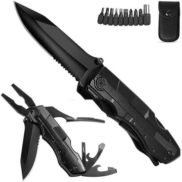 Forrlite Taschenmesser Multifunktion Taschenmesser, 13 in 1 Taschenwerkzeug Multitool, (mit Zange Klappmesser Dosenöffner Schraubendrehe), für outdoor Camping,W