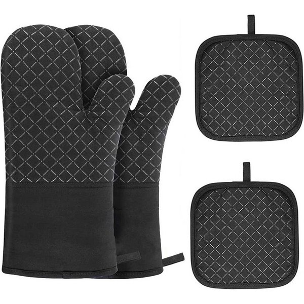 Forrlite Topfhandschuhe Ofenhandschuhe Topflappen 4er Set, 260℃ Hitzebeständige Topfhandschuhe