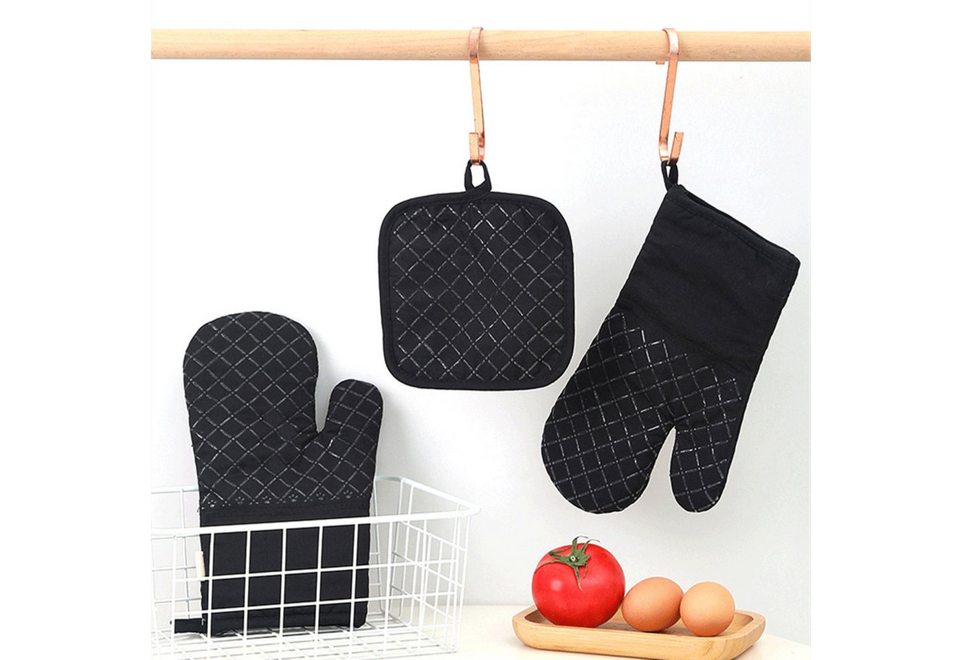 Forrlite Topfhandschuhe Ofenhandschuhe Topflappen 4er Set, 260℃ Hitzebeständige Topfhandschuhe – Bild 2 von 5
