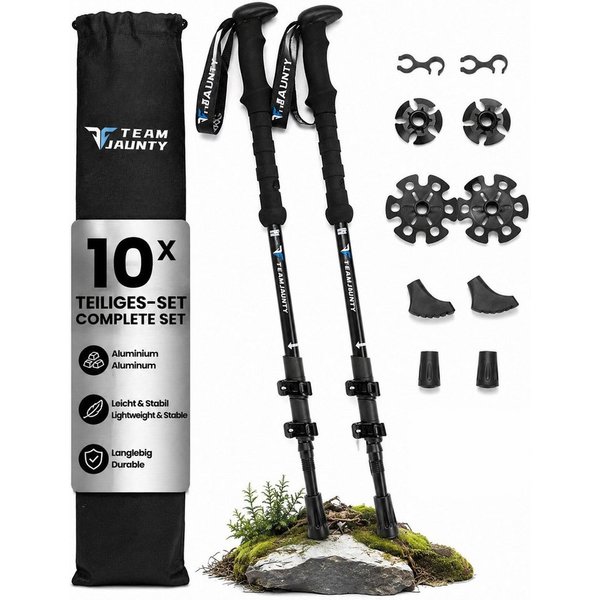 Forrlite Wanderstöcke 2PCS, Nordic Walking Stöcke, Walking Stöcke 7075 Aluminium (Verstellbare Wanderstöcke 110–130 cm, Premium-Komplettset mit 12 Teilen, ultra