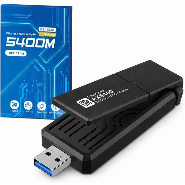 Forrlite WLAN-Stick AX5400 WLAN Adapter PC WiFi 6 Dualband,WLAN Stick für PC, 5GHz/2,4GHz mit Dual-5dBi-Antennen, WPS & Plug Play für Windows 10/11
