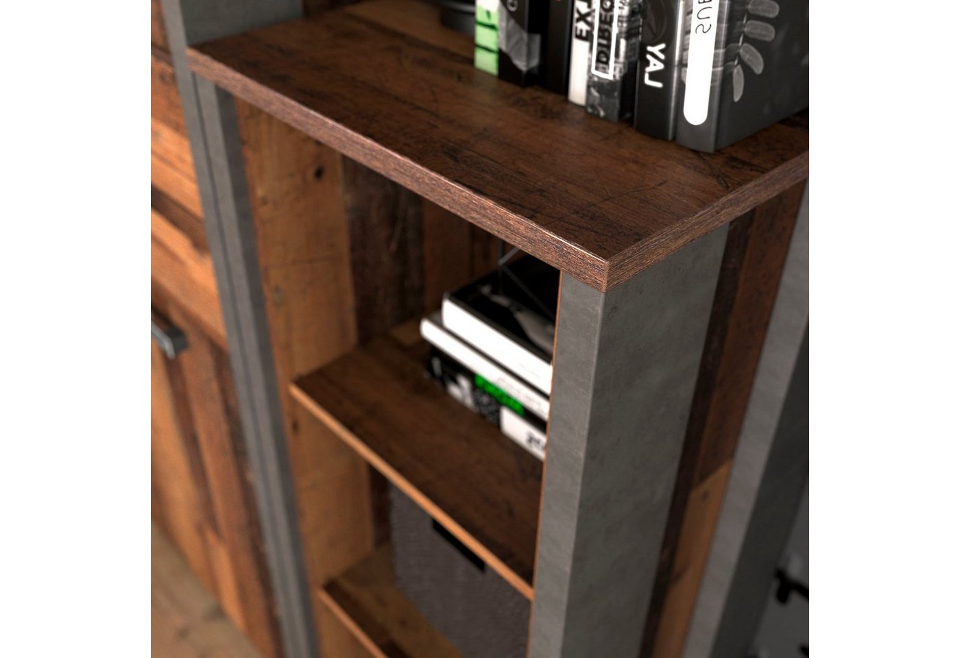 FORTE Aktenregal Clif, Bücherregal im Industriestil, Höhe 115 cm – Bild 3 von 5