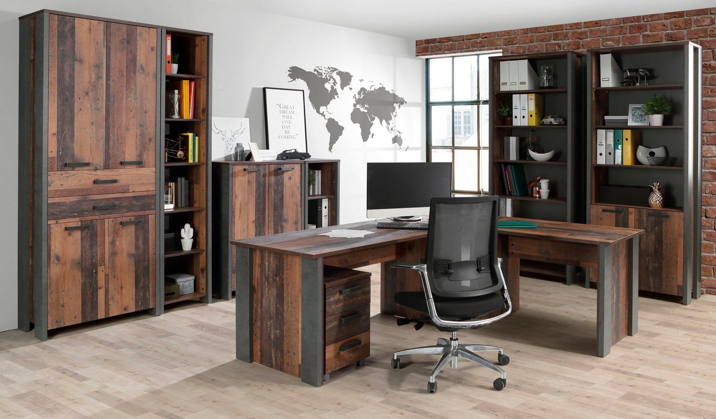 FORTE Aktenregal Clif, Bücherregal im Industriestil, Höhe 115 cm – Bild 5 von 5