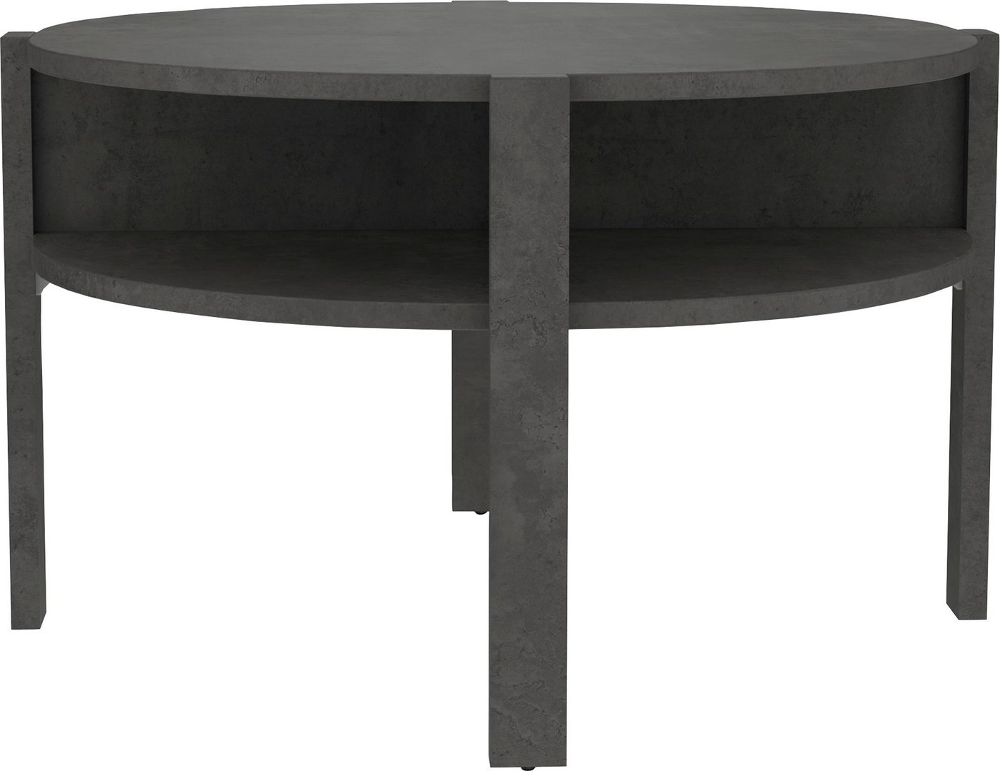 FORTE Beistelltisch Tobago, runder Couchtisch mit 4 Ablagefächern, B/H/T 74,4/45,5/74,4 cm, Durchmesser ca. 74,5 cm – Bild 2 von 4