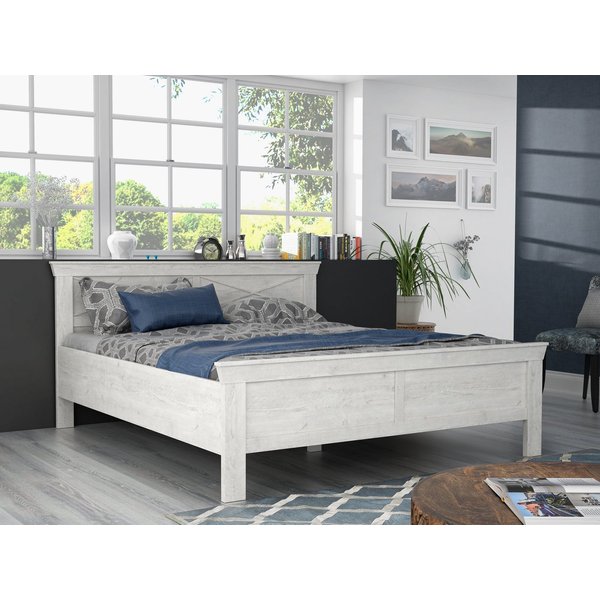 FORTE Bett KASHMIR, Belastbarkeit 250 KG, dekoratives Kopfteil (Liegefläche 180 x 200 cm, B x H x T: ca. 191 x 99x 210 cm), Bett im Landhaustil, pflegeleicht, D