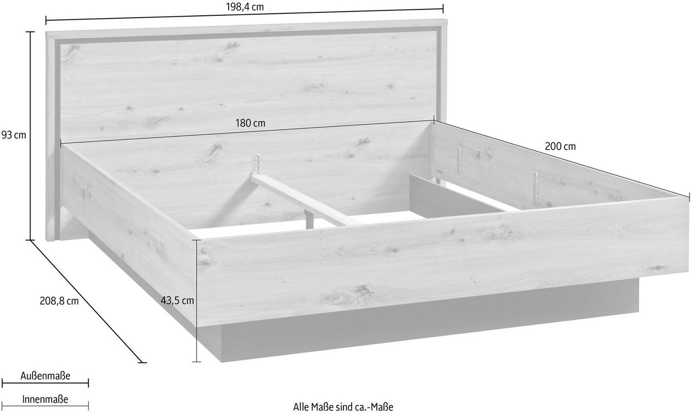 FORTE Bett Trondheim, Belastbarkeit 250KG, Loft-Stil, melaminbeschichtet – Bild 5 von 5