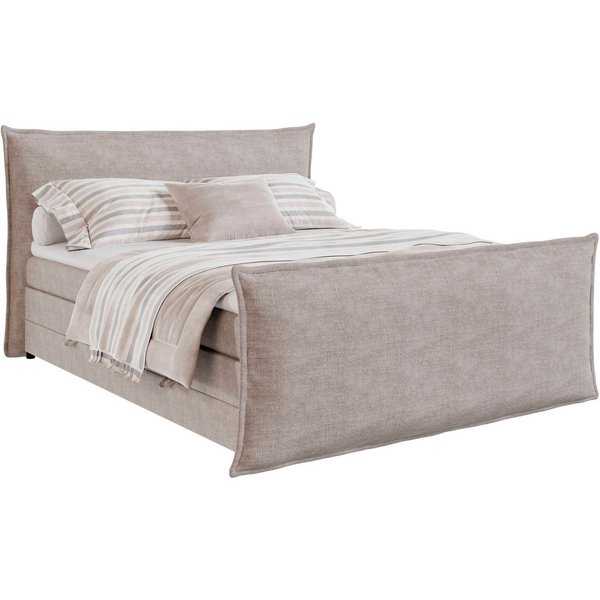 FORTE Boxspringbett Harmonie inkl. Bettkasten und Topper, Kopf- und Fußteil in Kissenoptik, in den Breiten 140cm, 160cm und 180cm erhältlich