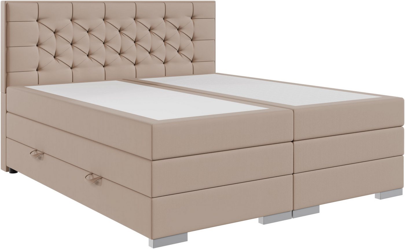 FORTE Boxspringbett Lanciano (7-Zonen-Taschenfederkernmatratze mit zwei Härtegraden (H2/H3), erhältlich in den Breiten 140cm, 160cm & 180cm – Bild 4 von 5
