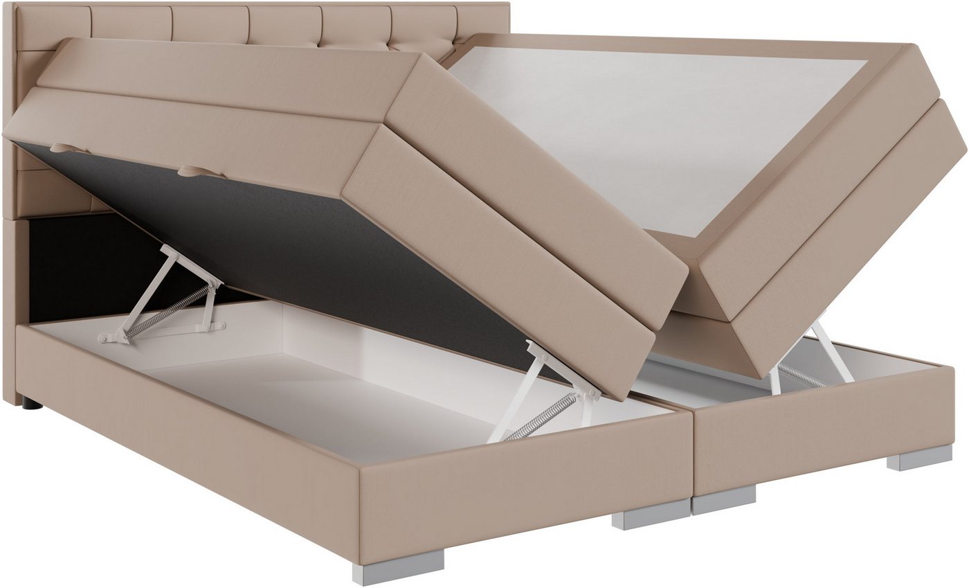 FORTE Boxspringbett Lanciano (7-Zonen-Taschenfederkernmatratze mit zwei Härtegraden (H2/H3), erhältlich in den Breiten 140cm, 160cm & 180cm – Bild 5 von 5