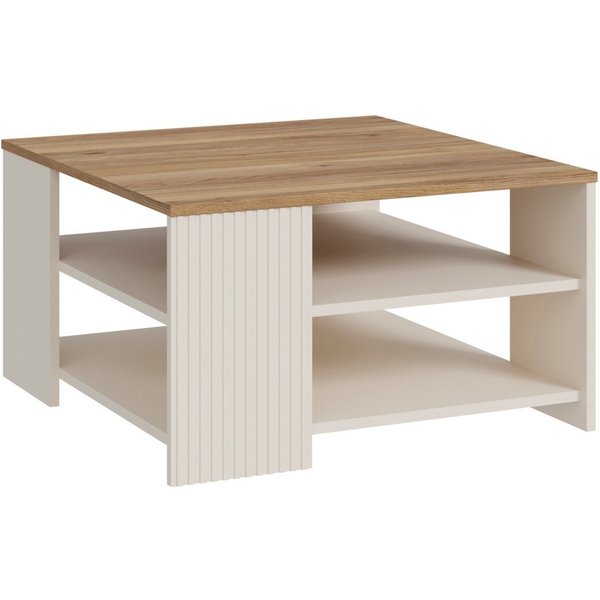 FORTE Couchtisch Oak Squere, Ablageboden, Lamellenoptik,2 farbiges Dekor, B/H/T 80/45/80cm Tischplatte Holzdekor