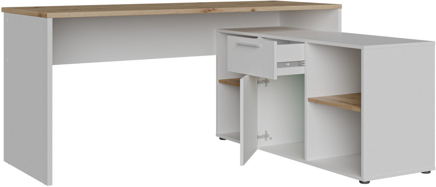 FORTE Eckschreibtisch Contra Costa, B/H/T 160/73,5/128 cm, Über-Eck-Lösung – Bild 4 von 5