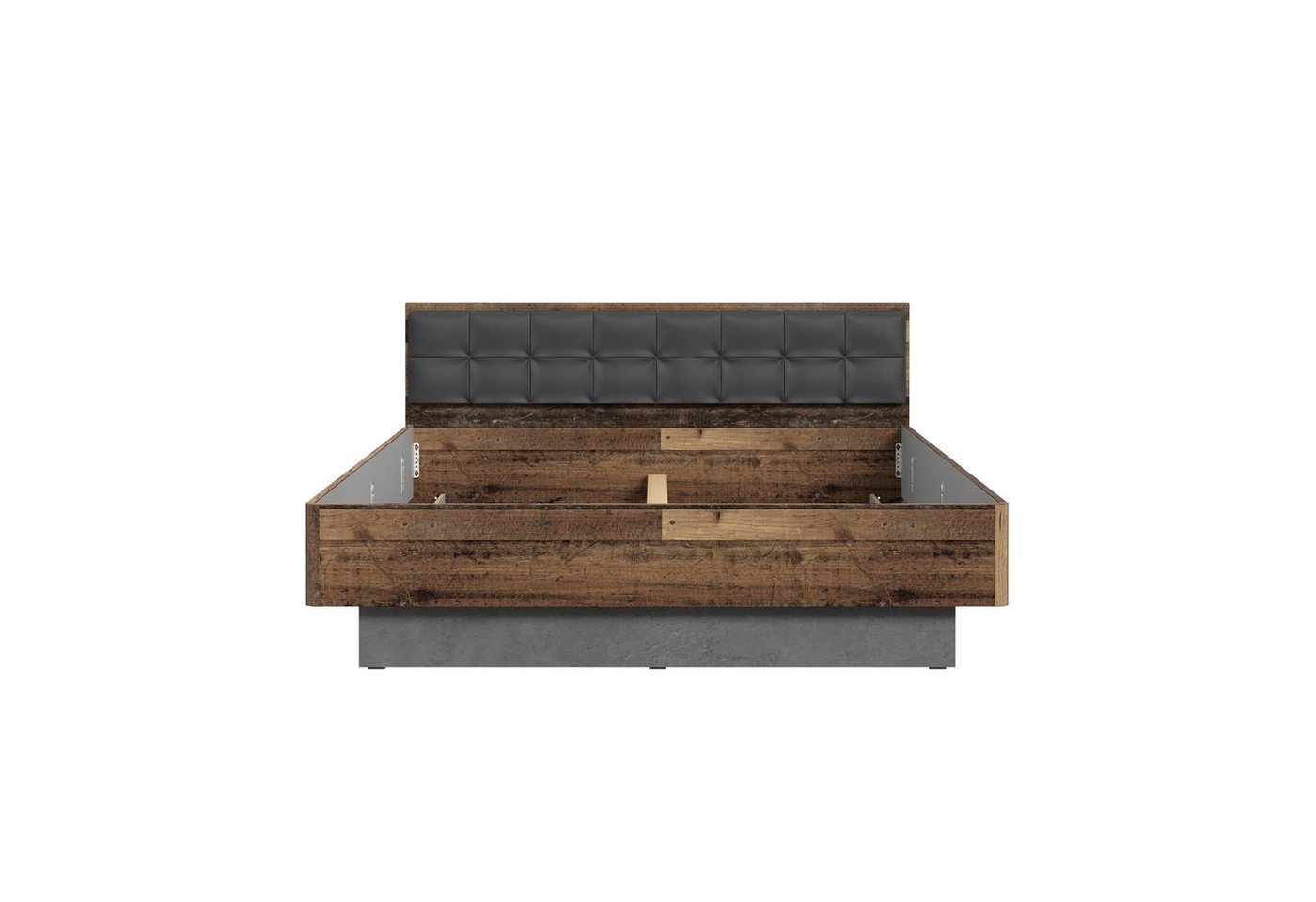 FORTE Futonbett Clif, Bettanlage, Old – Wood Vintage, Betonoptik Dunkelgrau (Liegefläche 180x200cm), mit gepolstertem Kopfteil aus Kunstleder, bis 220KG belastb – Bild 3 von 5