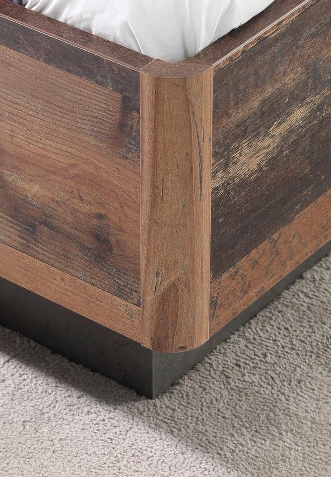 FORTE Futonbett Clif, Bettanlage, Old – Wood Vintage, Betonoptik Dunkelgrau (Liegefläche 180x200cm), mit gepolstertem Kopfteil aus Kunstleder, bis 220KG belastb – Bild 5 von 5