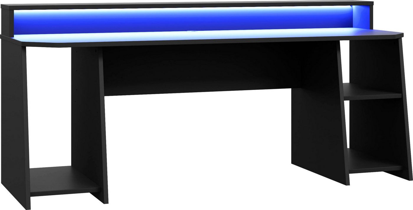 FORTE Gamingtisch Tezaur, Schreibtisch mit RGB-Beleuchtung und Halterungen, Breite 200 cm – Bild 3 von 5