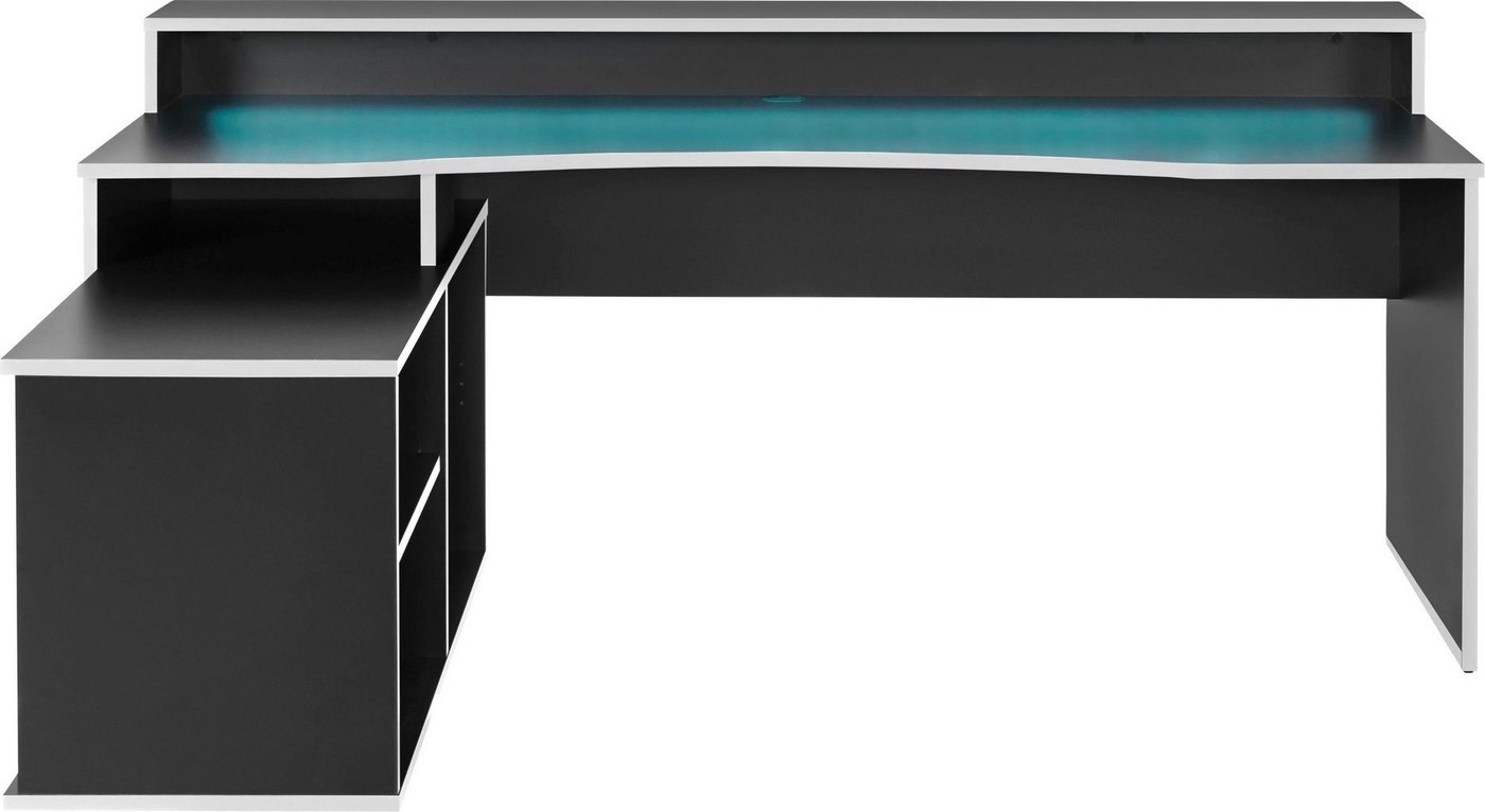 FORTE Gamingtisch Tezaur, mit RGB-Beleuchtung, Breite 200 cm, Eckschreibtisch – Bild 2 von 5