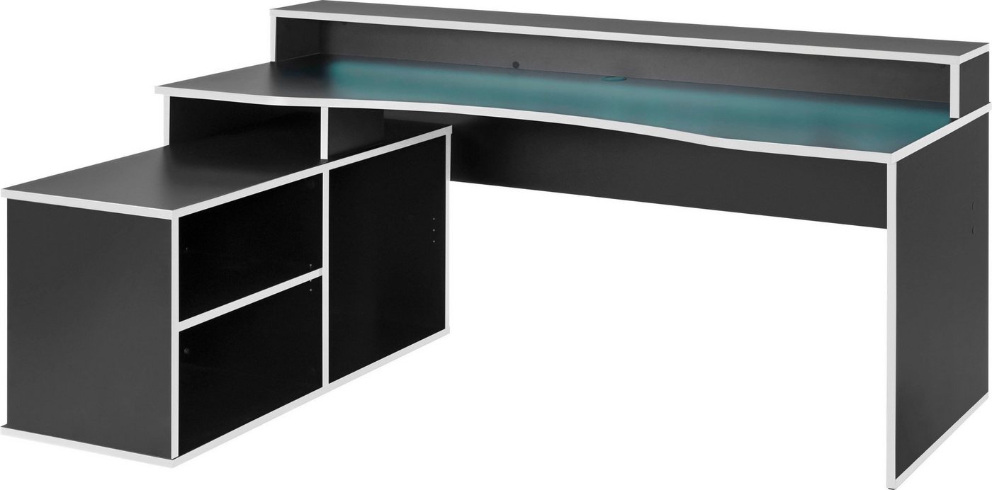 FORTE Gamingtisch Tezaur, mit RGB-Beleuchtung, Breite 200 cm, Eckschreibtisch – Bild 3 von 5