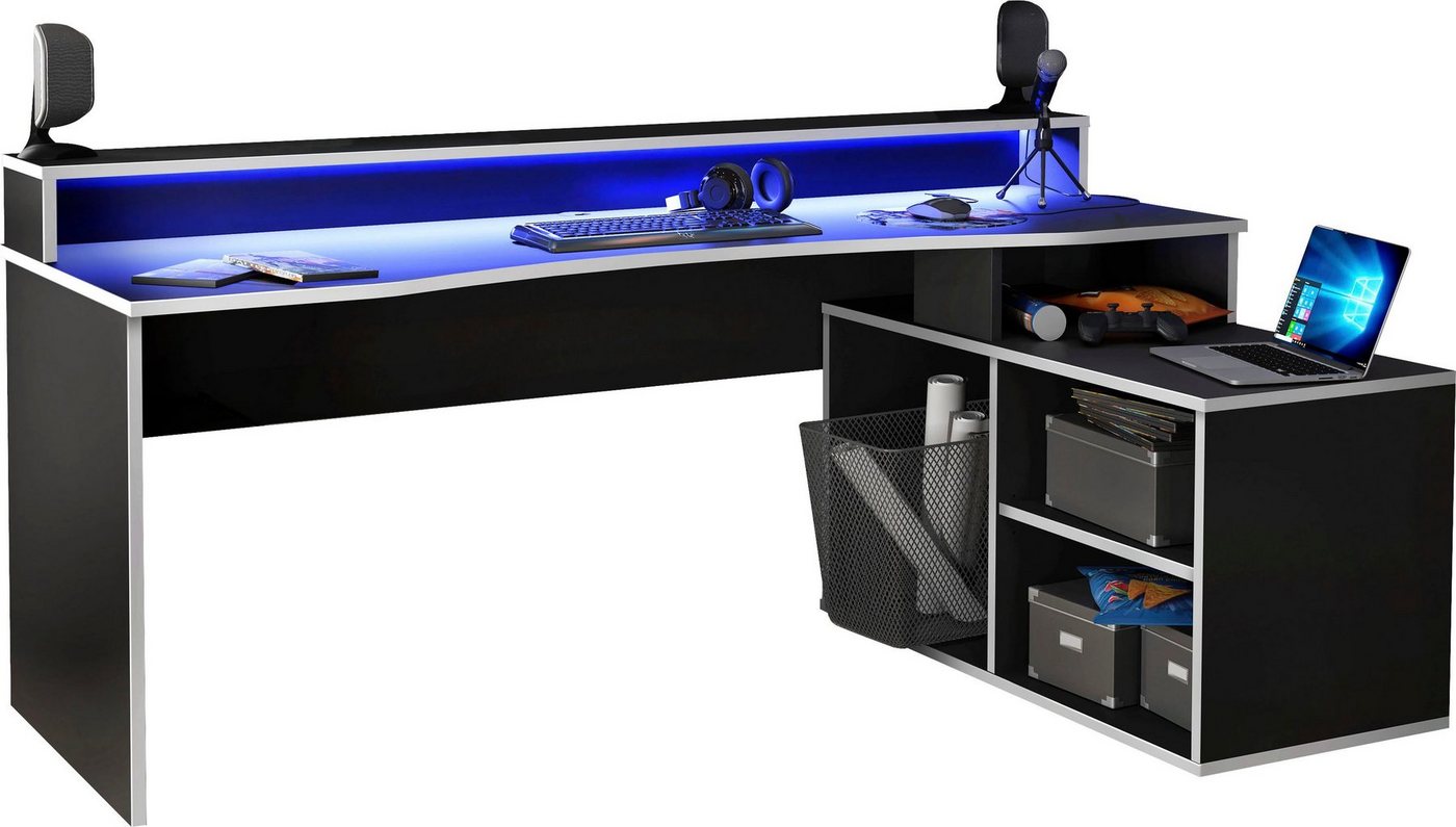 FORTE Gamingtisch Tezaur, mit RGB-Beleuchtung, Breite 200 cm, Eckschreibtisch – Bild 5 von 5