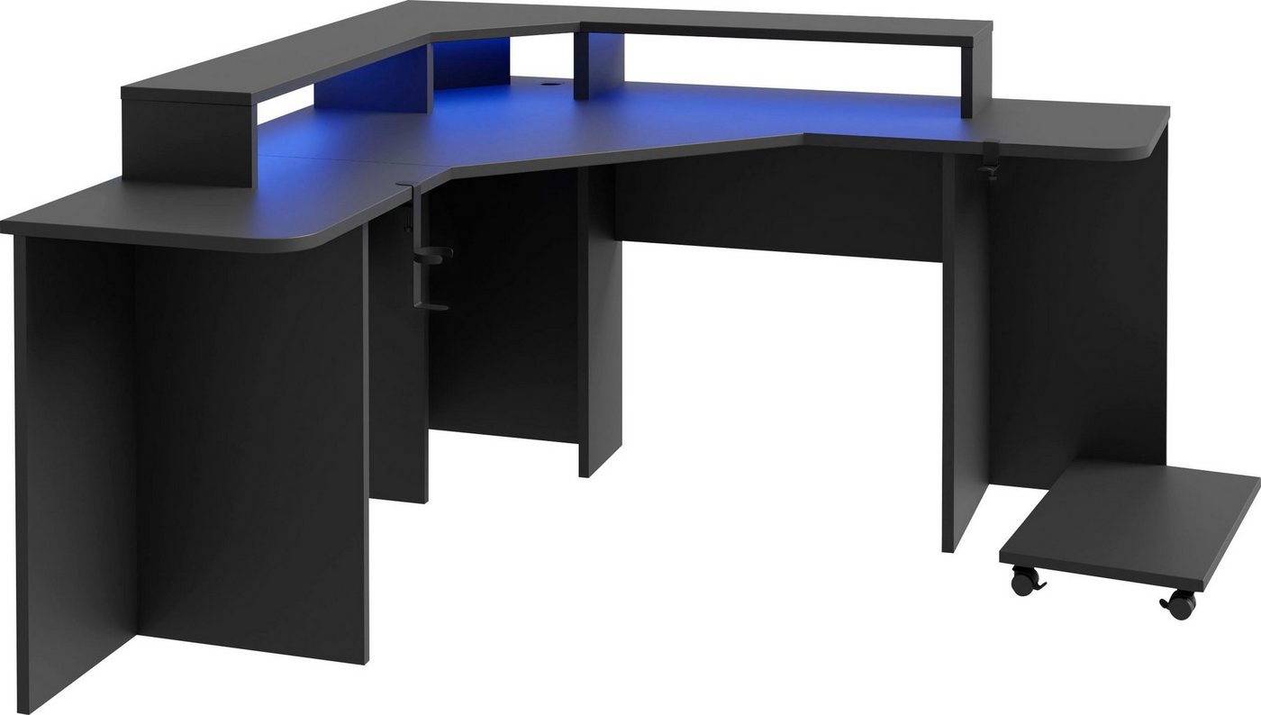 FORTE Gamingtisch Tezaur, mit RGB-Beleuchtung, Breite 160 cm – Bild 2 von 5