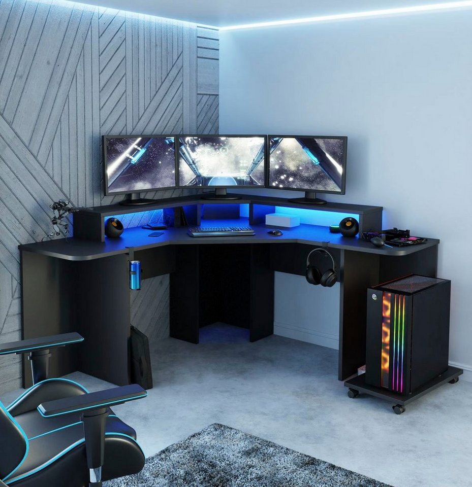 FORTE Gamingtisch Tezaur, mit RGB-Beleuchtung, Breite 160 cm – Bild 4 von 5