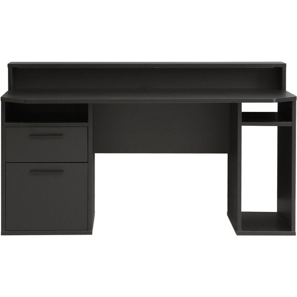 Schreibtisch mit LED-Beleuchtung 160x72cm schwarz/schwarz
