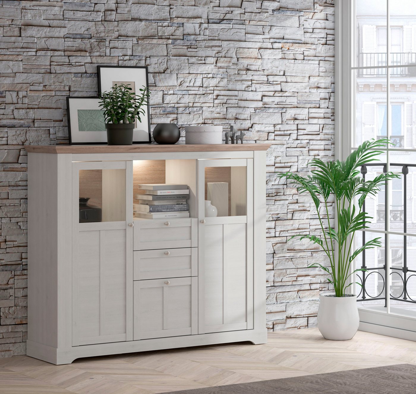 FORTE Highboard Iloppa, Höhe ca. 136 cm – Bild 2 von 5