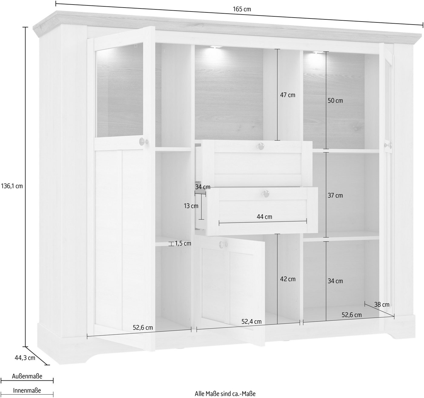 FORTE Highboard Iloppa, Höhe ca. 136 cm – Bild 5 von 5