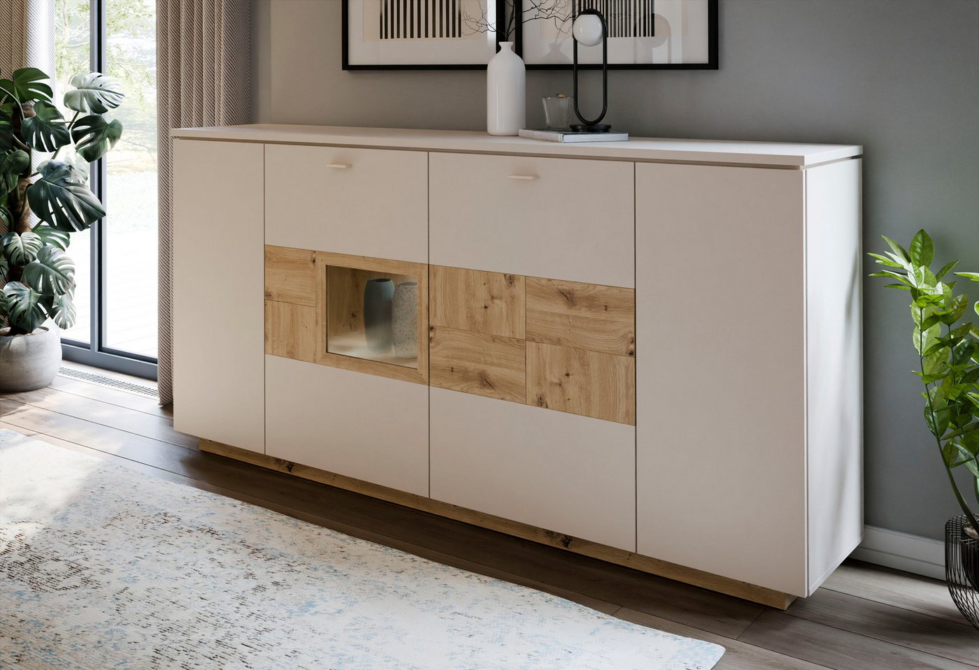 FORTE Highboard Louoto, Sideboard, Metallgriffe, Stauraum, Soft Close, Höhe 101,2cm – Bild 3 von 5