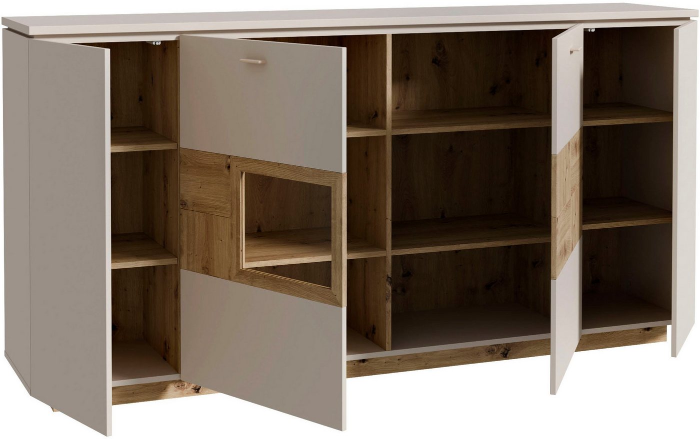 FORTE Highboard Louoto, Sideboard, Metallgriffe, Stauraum, Soft Close, Höhe 101,2cm – Bild 5 von 5