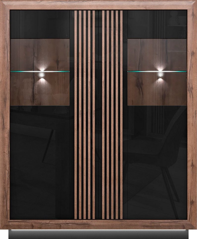 FORTE Highboard Savona, Höhe 161 cm, inkl. Sockelbeleuchtung – Bild 3 von 5