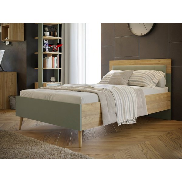 FORTE Jugendbett Kinderbett, Belastbar bis 250KG, (Liegeflächen 140x200cm oder 120x200cm), mit gepolstertem Kopfteil